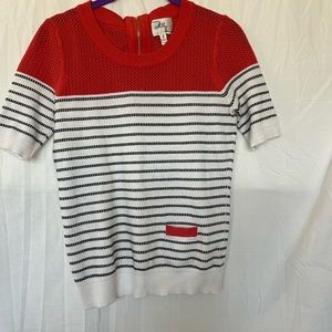 Milly striped mesh knit top Small
